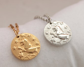 Leo Lion Pendant Necklace, Leo Necklace Silver, Leo Zodiac Necklace, Leo Jewelry, Gift for leo, Leo Zodiac Sign, Leo Coin Gold Necklace