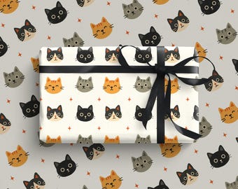 Cats Wrapping Paper | Quirky Gift Wrap | Cute Cat Dad or Cat Mum Birthday Gift | Whimsical Cats | Birthday Wrapping Paper | Cat Lover Gift