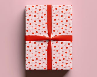 Gingham Heart Wrapping Paper | Quirky Gift Wrap | Birthday or Anniversary Gift Wrap | Heart Wrapping Paper