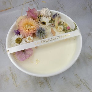 Dried Flower Candle Unique in the World Handcrafted Natural Scented, 100% Natural Wax - Personalize Free Engraving