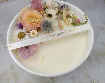 Unique Dried Flower Candle in the World, Handmade, Natural Scented, 100% Natural Wax - Customize, Free Engraving