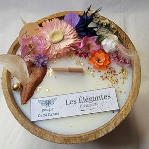 Candela profumata con fiori secchi in Oro 24 Carati - Personalizzazione dell'incisione gratuita