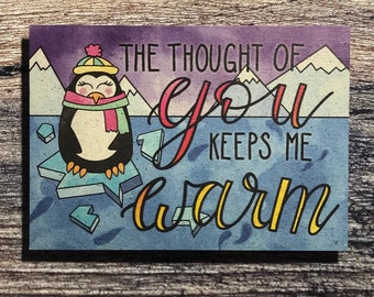 The thought of you keeps me warm postcard