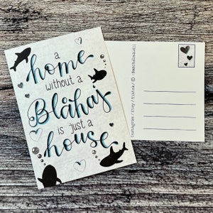 A home without a Blåhaj is just a house shark plushy postcard BMP2