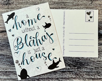 A home without a Blåhaj is just a house shark plushy postcard