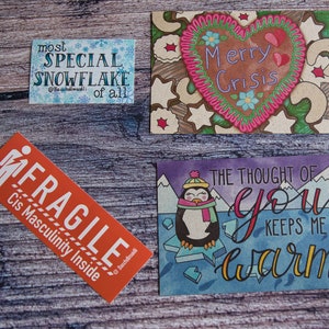 Ensemble de Collection de vacances, masculinité Fragile, joyeuse crise, spécial flocon de neige pingouin, imprimés de cartes postales, autocollants BMSet10