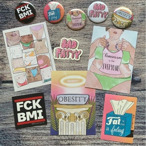 Il set di raccolta Fat Acceptance | cartoline di adesivi per la diversità della positività del corpo per la liberazione del grasso BMSet2