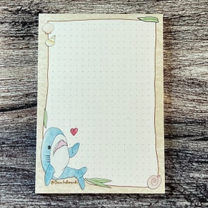 Blåhaj shark plushy notepad A6 - cute stationery note taking pen pal BMNP1