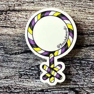 Niet-binaire Pride Candy Cane Sticker - Kerst wintervakantie snoep BMDCS28