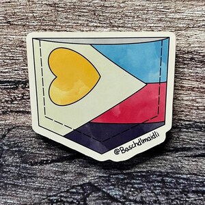 Poly Pocket Sticker • polyamorous pride flag pun BMDCS18
