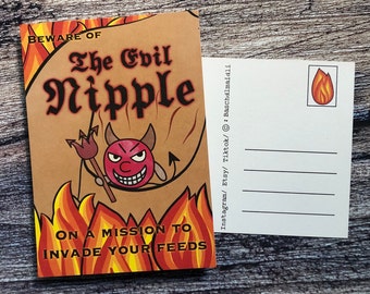Beware Of The Evil Nipple Postcard