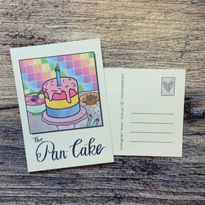 Cartão postal de bolo pansexual Polaroid - trocadilhos queer para decoração de bolos BMC22