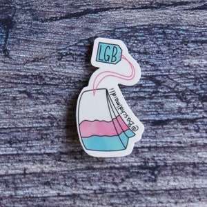 LGB Teabag Die Cut Sticker - jeu de mots drapeau de la fierté transgenre BMDCS25
