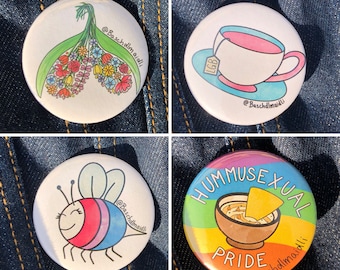 Queer & Feminist Art Buttons 5 cm with safety pin