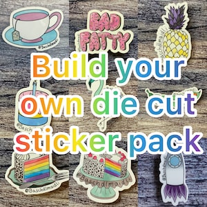 Build your own die cut sticker pack - queer puns pride flags feminist illustrations BMBYO2