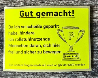 'Shitty Parking' sticker, wheelchair, disability, safety, accessibility, adhesive paper, BMRCS19