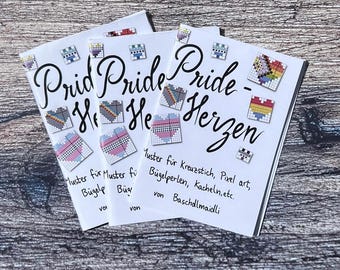 Pride Hearts Cross Stitch Pattern Zine - cross stitch queer art pride flags BMZ2