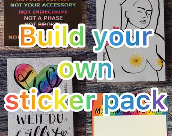 Build Your Own Sticker Pack! Queer Feminist Silly Designs Illustration Mixed Bag BMBYO1