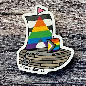 Ally Ship fierté jeu de mots autocollant • drapeau allié bateau bateau allyship lgbtqia + papa blagues BMDCS26