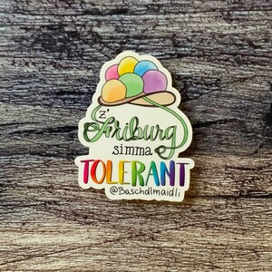 Sticker Freiburg Bollenhut zegt Badish Dialect Rainbow Tolerant BMDCS22