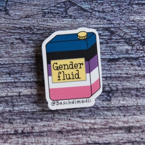 Gender Fluid Die Cut Sticker - jeu de mots drapeau de la fierté queer BMRCS3