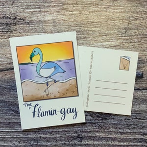 Gay mlm Pride Flamingo Postcard Polaroid BMC4