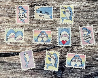 Blåhaj Stamp Washi Tape Rainbow Trans Pride 2,5 cm Bullet Journal Scrapbook