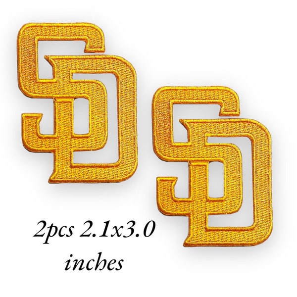 2PCS Padres SD Yellow Sport Patch Embroidery Iron,Sew on clothes Free Shipping