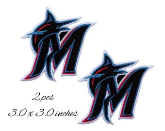 2PCS Marlins 3.0"x3.0" Embroidered Patches Iron,Sew on clothes Free Shipping