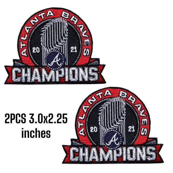 2PCS Braves Champions 2021 Embroidery Patch Logo Iron,Sew on clothes Free Shipping