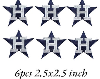 6PCS Astros Size 2.5x2.5 inch Navy Blue Embroidered Patch Iron,Sew on clothes Free Shipping