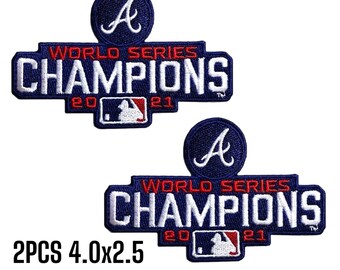 2PCS Braves World Series 2021 Navy Blue Embroidery Patches Logo Iron,Sew on clothes Free Shipping