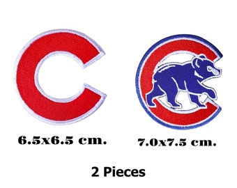 2PCS Cubs "C" Red 2.5"x2.5" and Bear Walking Embroidered Patch Iron,Sew on clothes Free Shipping