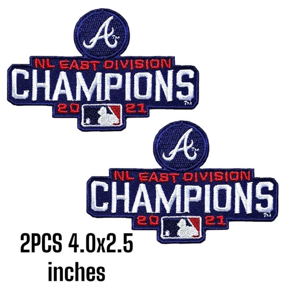 2PCS Atlanta-Braves NL East Division 2021 Navy Blue Embroidery Patch Logo Iron,Sew on clothes Free Shipping