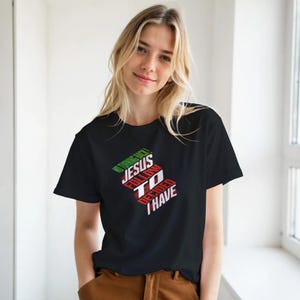 Camiseta con declaración cristiana siguiendo a Jesús