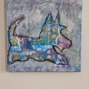 Scottish Terrier Abstract Original Acrylic Painting Frisky Scottie Dog