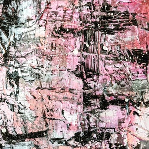 Pink and Black Abstract Original Acrylic Painting "Beautiful Release"