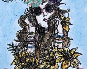 Stay Wild Flower Child 8x10" PRINT of my original artwork
