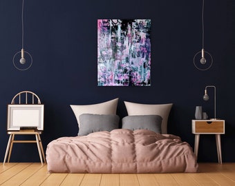 Pink and Black Contemporary Abstract Acrylic Painting Beautiful Trauma