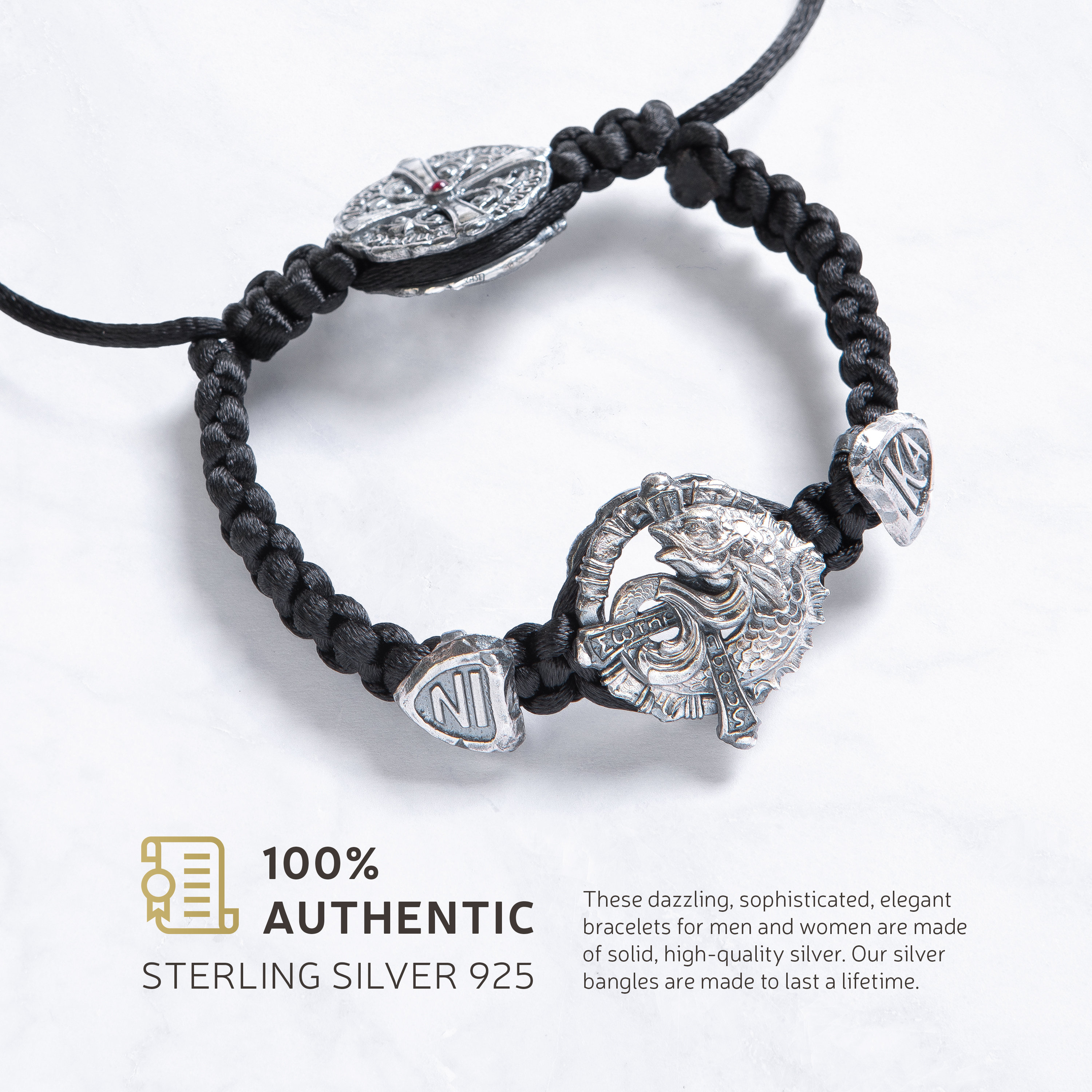 Christian mens silver bracelet protection orthodox bracelet Etsy