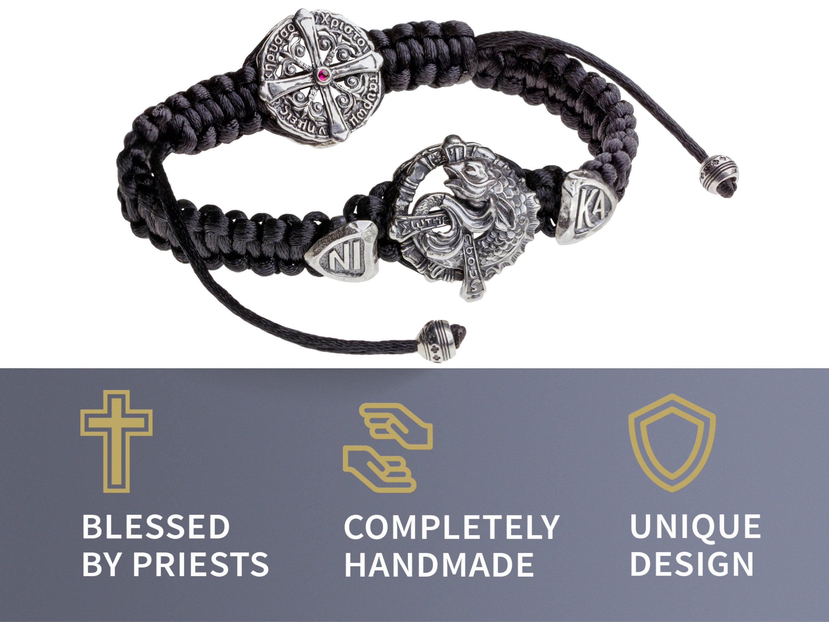 Christian mens silver bracelet protection orthodox bracelet Etsy