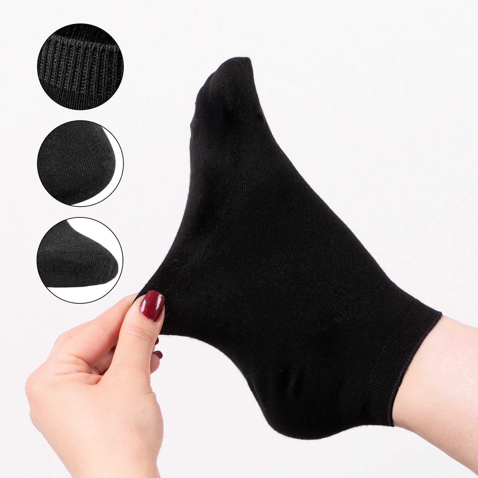 Black Bamboo Socks For Sensitive Feet 6 Pairs Super Soft Etsy