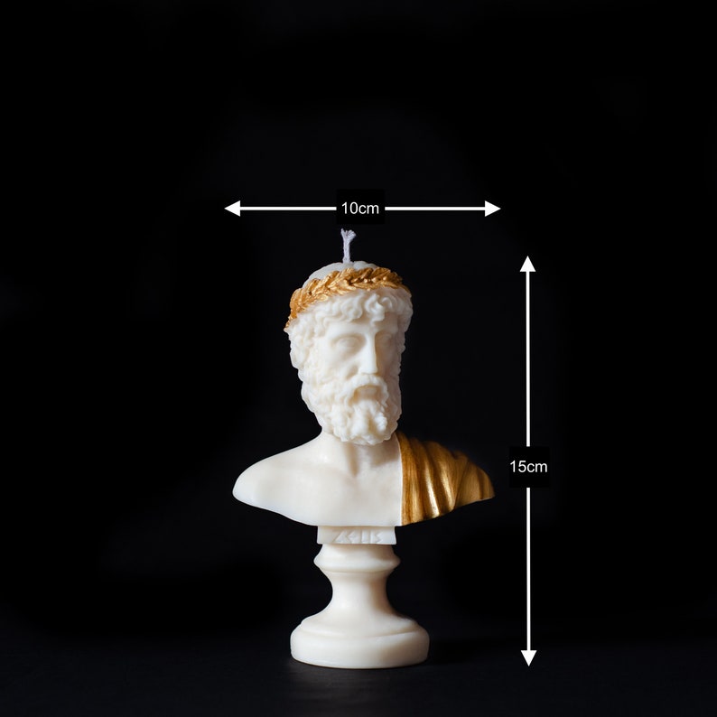 Luxurious Bust Pillar Candles Gift Home Decor Soy Wax Vegan Made in the UK Lavender Scented Candle 15cm Large Zeus Sculpture