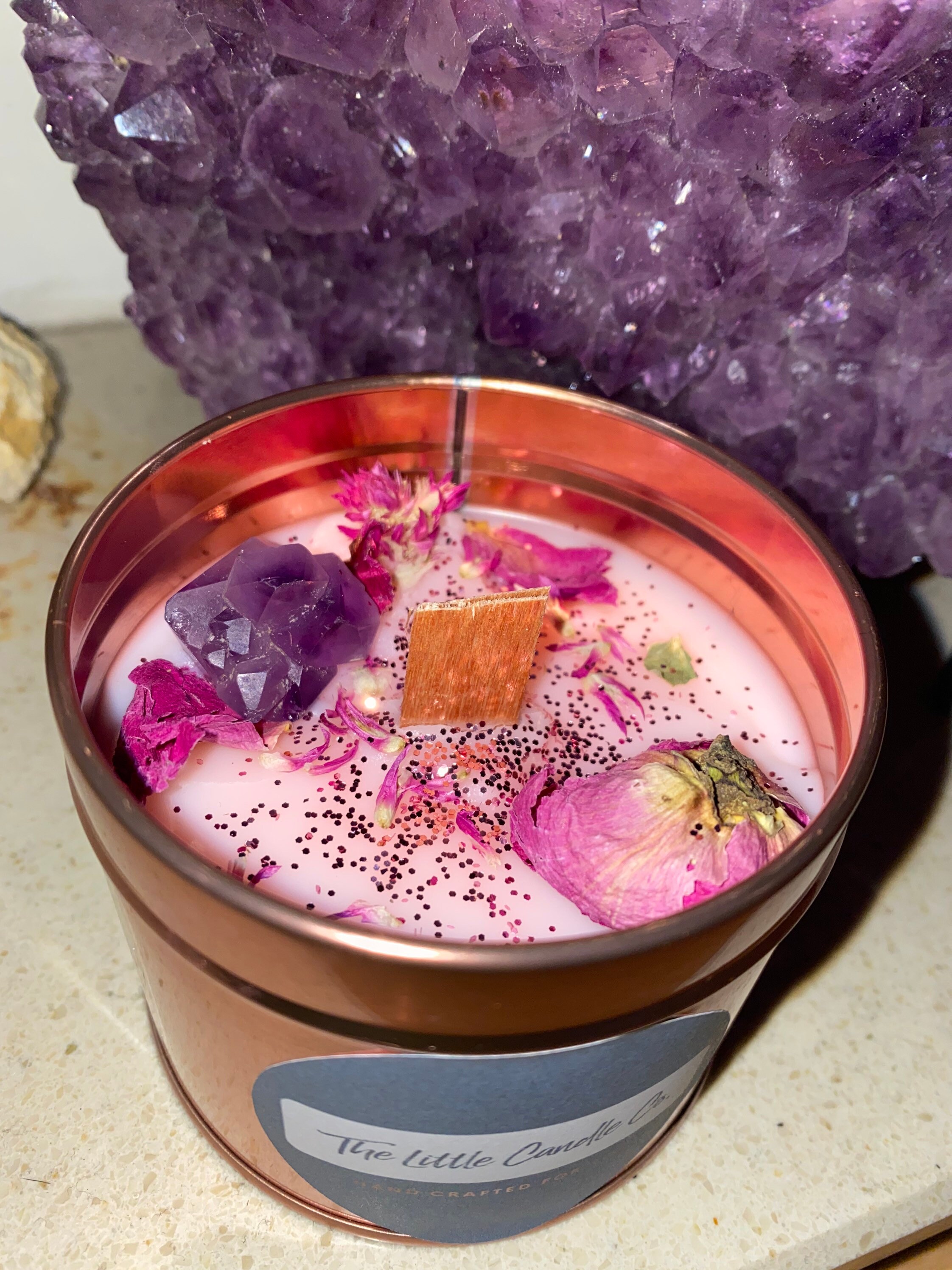 Anti Anxiety & balance healing crystal candle Etsy