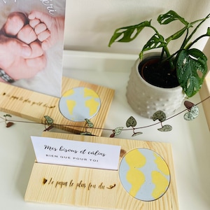 Meilleur Papa du monde, Cadeau Fête des Pères, Porte-photo en bois et béton