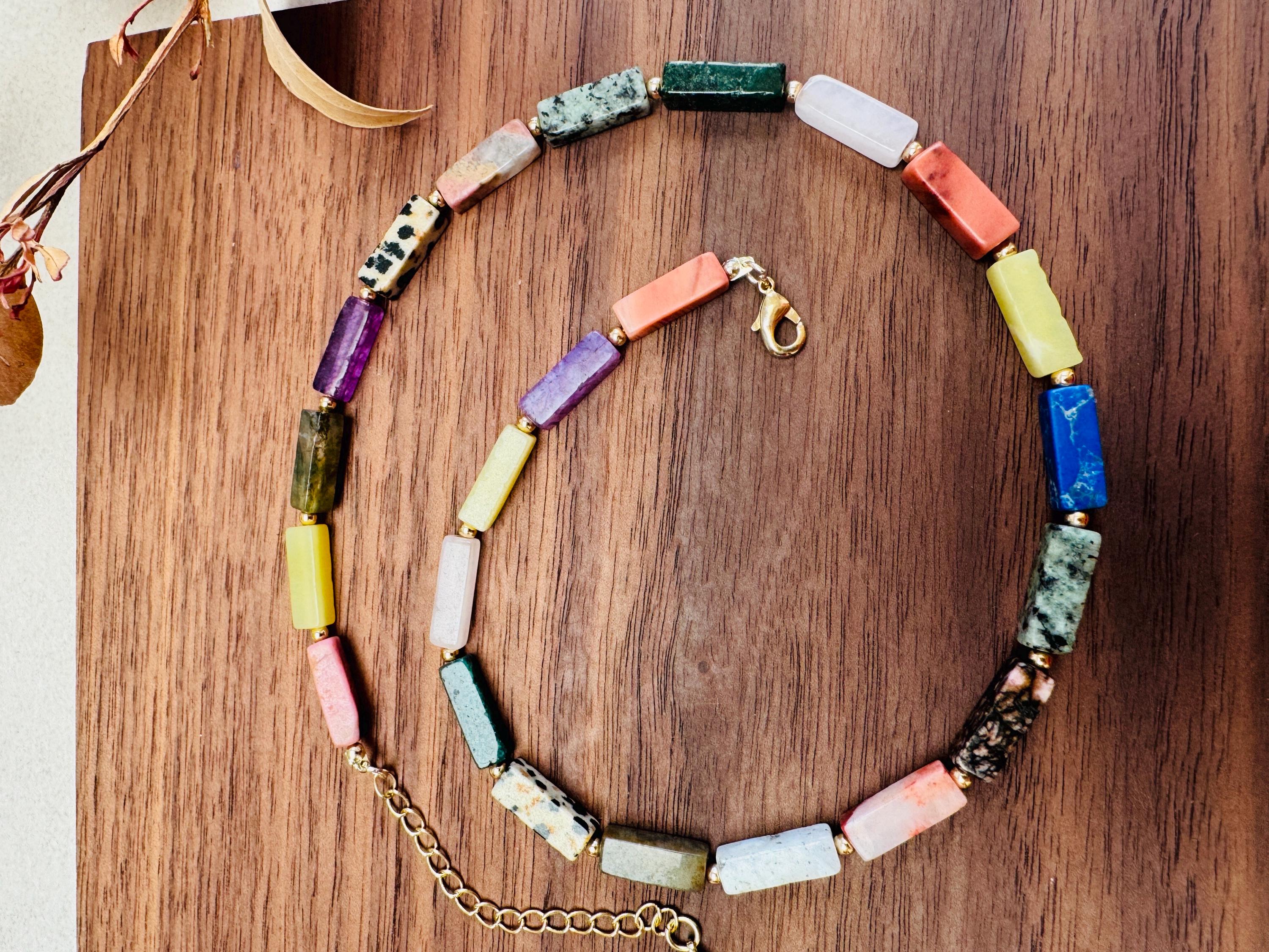 Collier Perles émaillées Cloisonnées Et Aventurine - Création Artisanale Française, Neuf