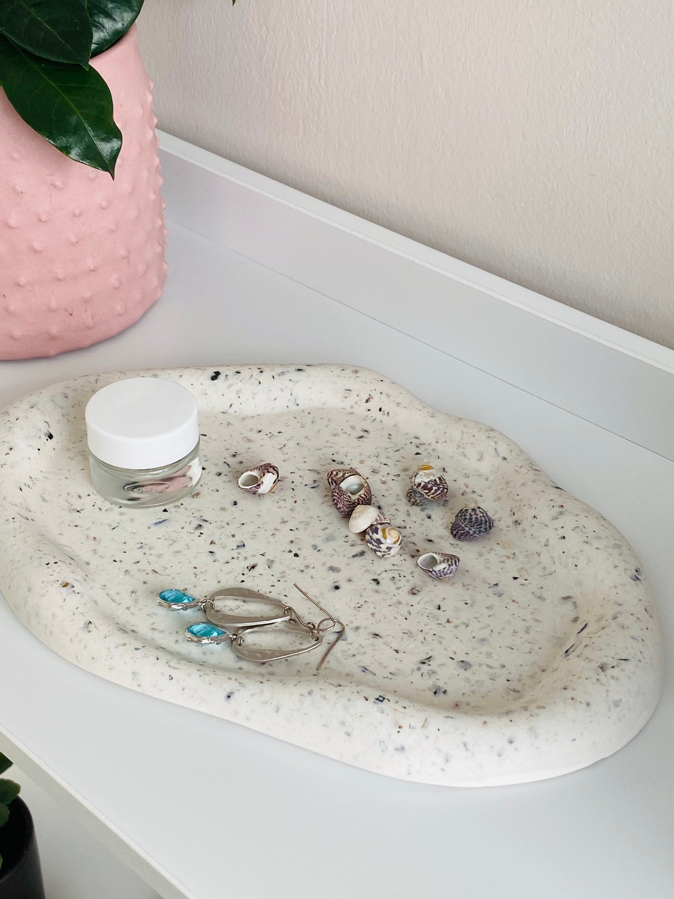 Plateau Jesmonite | Terrazzo Coquillage Côtier Tropical Design