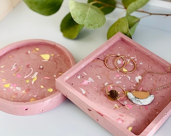 Terracotta Terrazzo Tray | Pink Design Coaster | Jesmonite empty pocket | Jewelry Storage