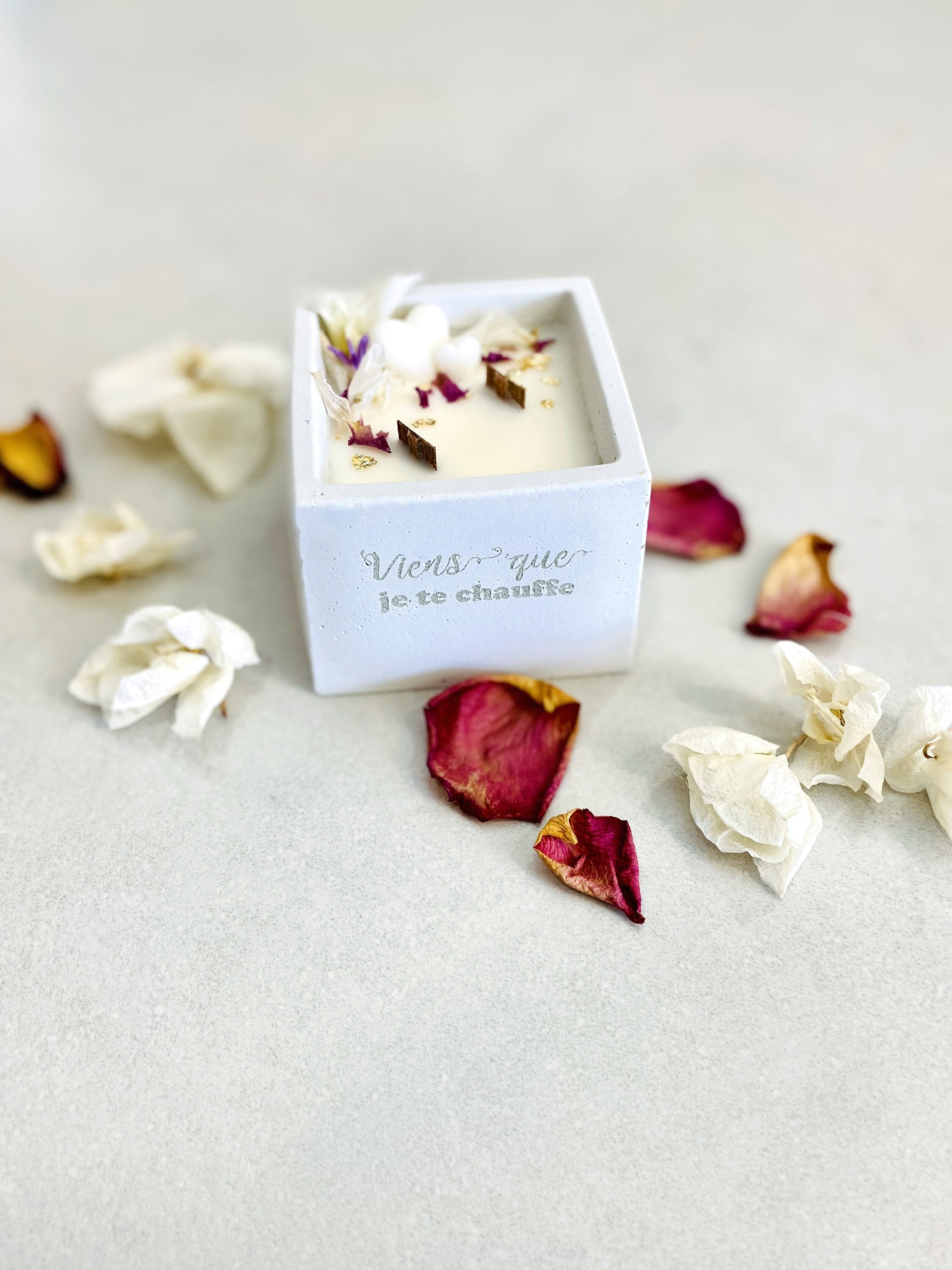 Bougie Décorée Aux Cœurs Fondants Parfumés | Cadeau Romantique Personnalisé St Valentin Fiançailles