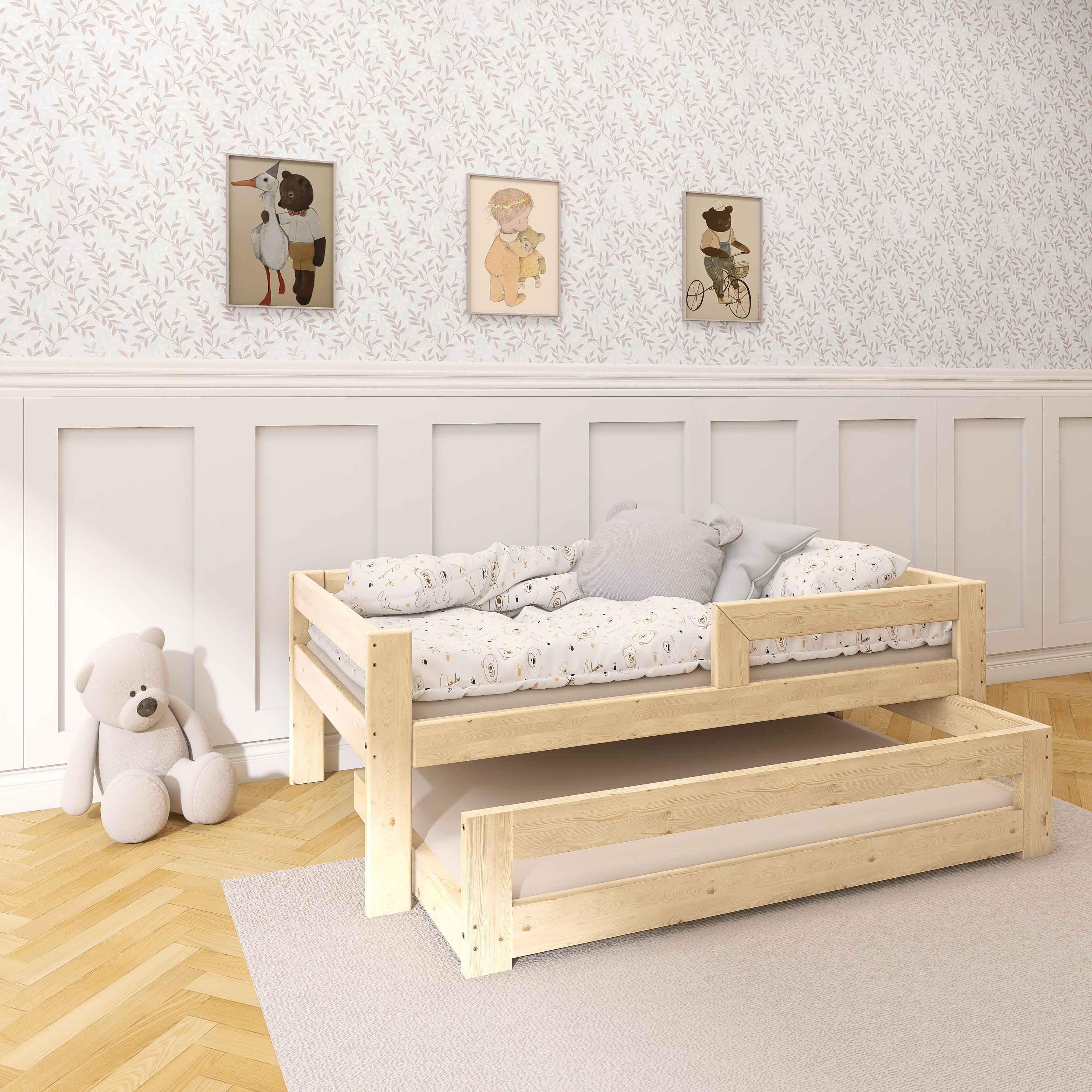 Patas en forma de cubo de madera maciza para cama infantil - Kubo